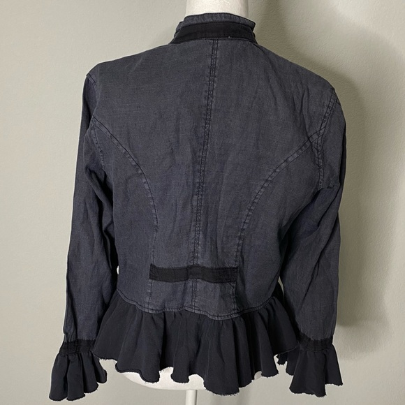 Sundance Size PM Petite Laurel Legends Jacket Gray Black Military Ruffle - Picture 7 of 16